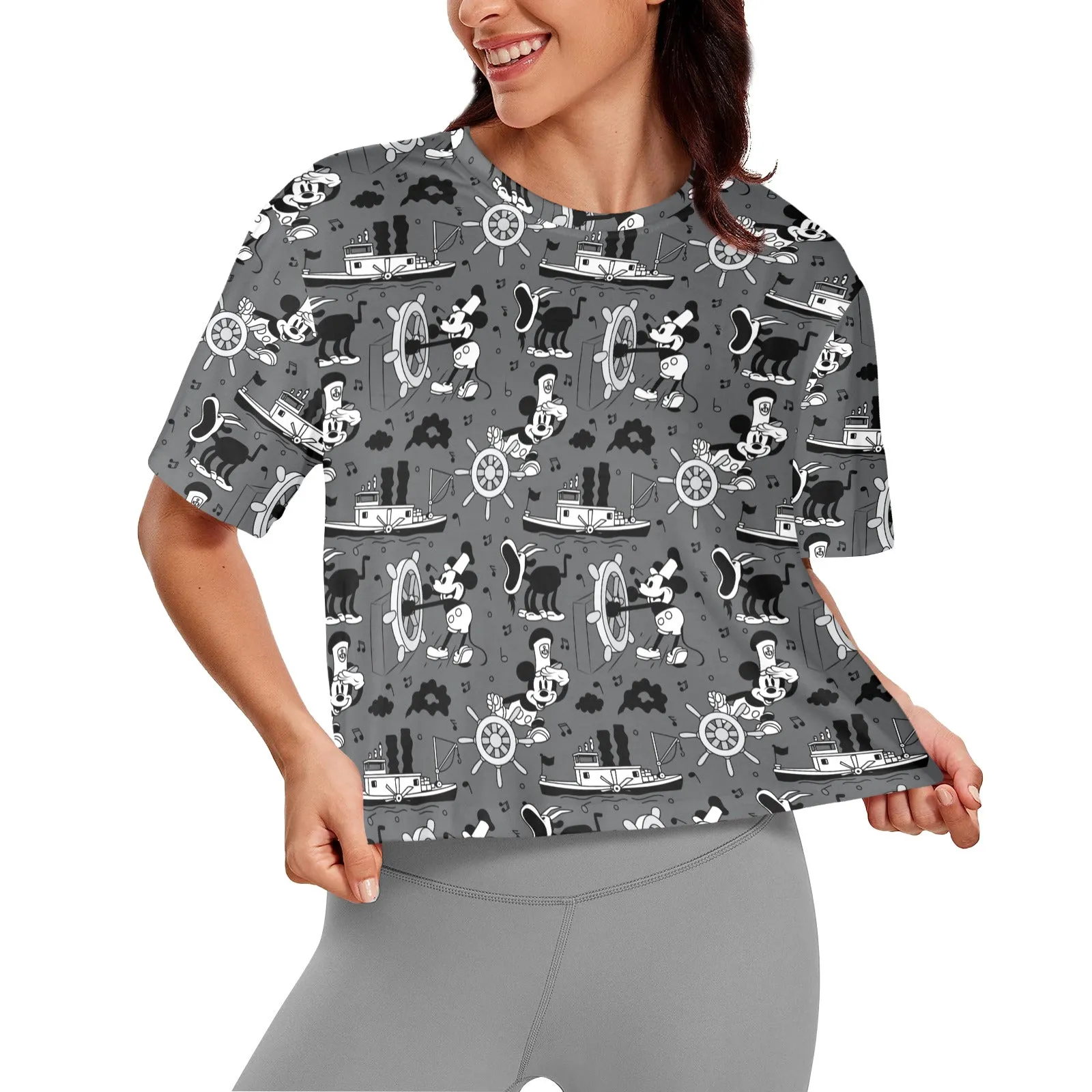 Steamboat Mickey Women's Cropped T-shirt