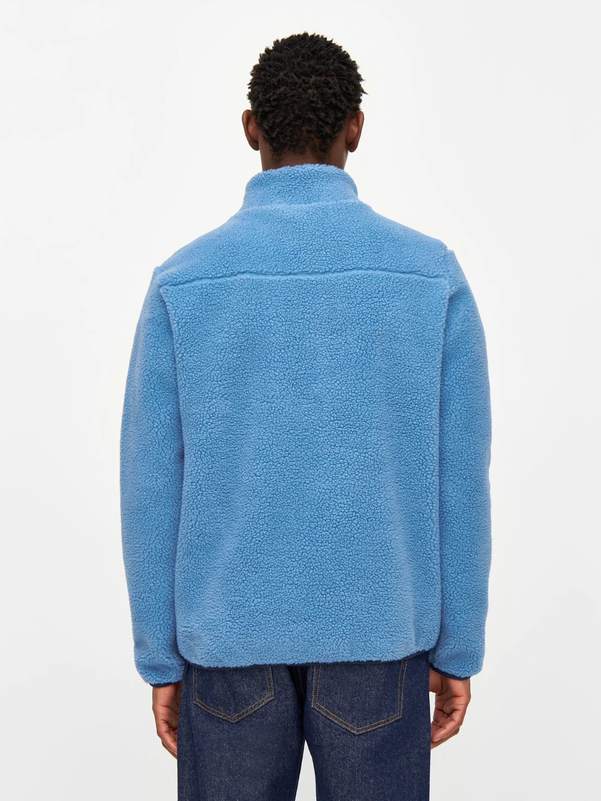 Teddy fleece zip sweat - Azure Blue