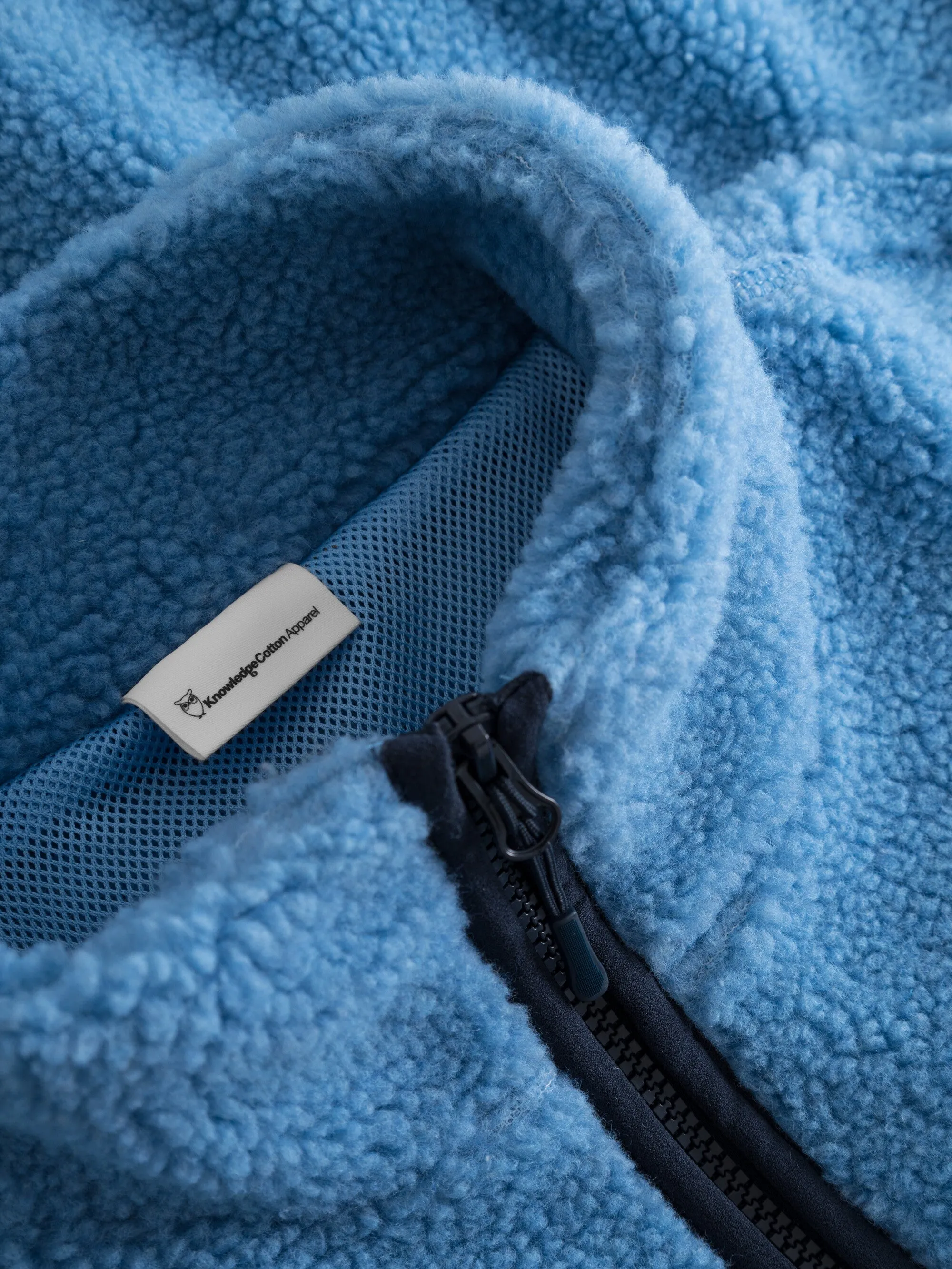 Teddy fleece zip sweat - Azure Blue