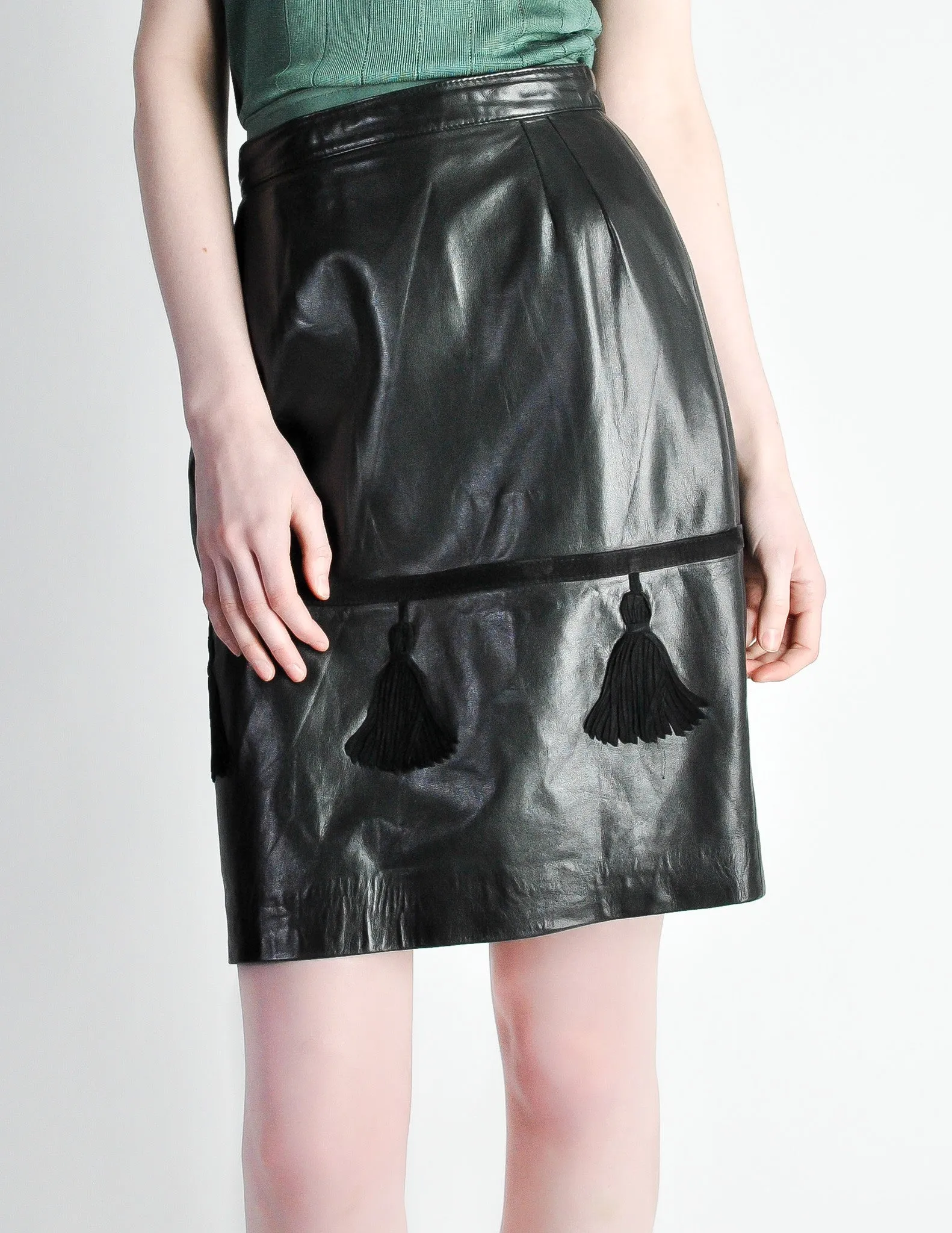 Valentino Vintage Leather Pencil Skirt