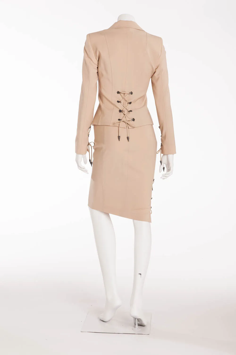 Versace - 2PC Tan Blazer with Pencil Skirt Suit - IT 38