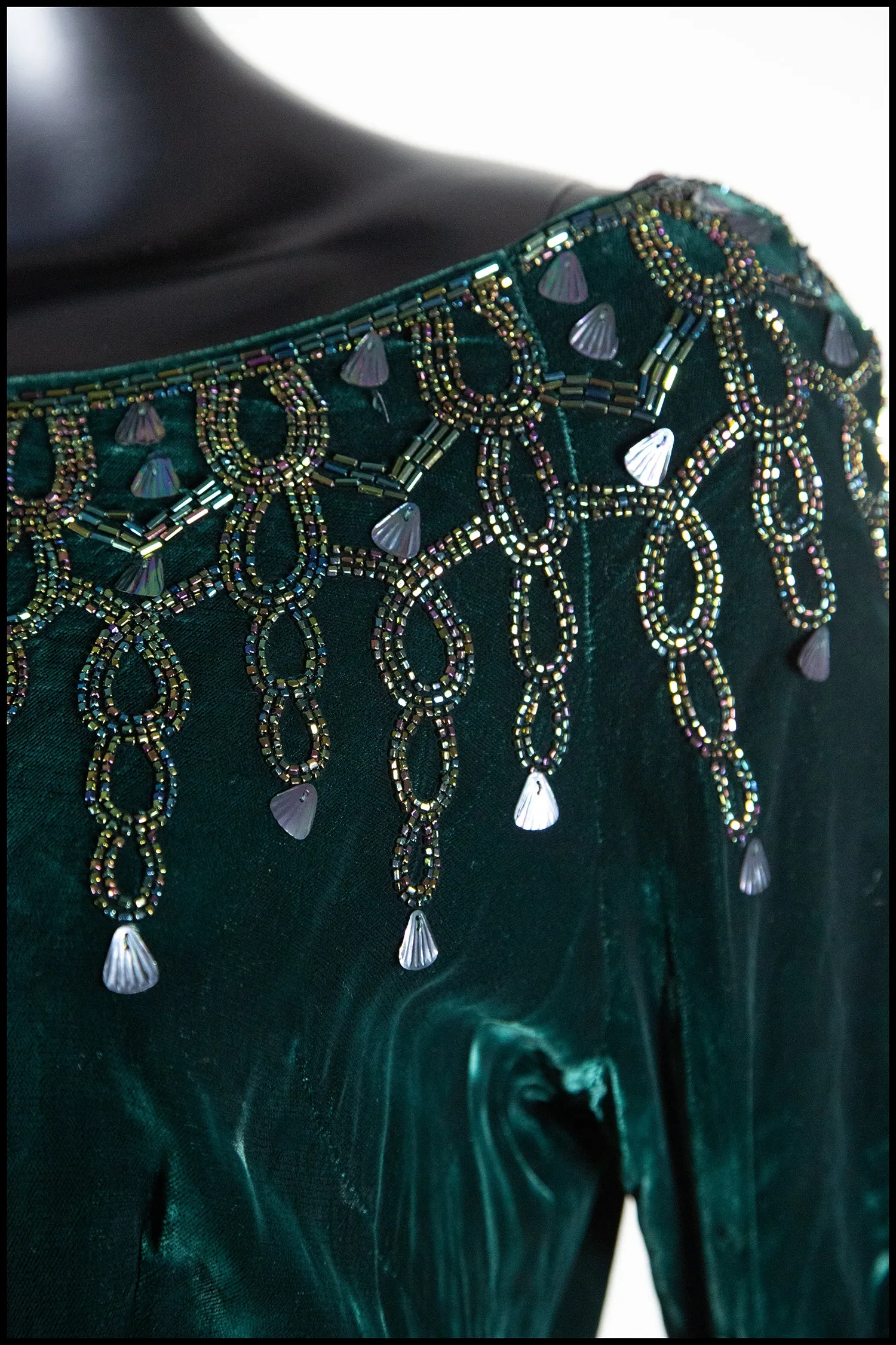 Vintage 1950s Green Velvet Dress