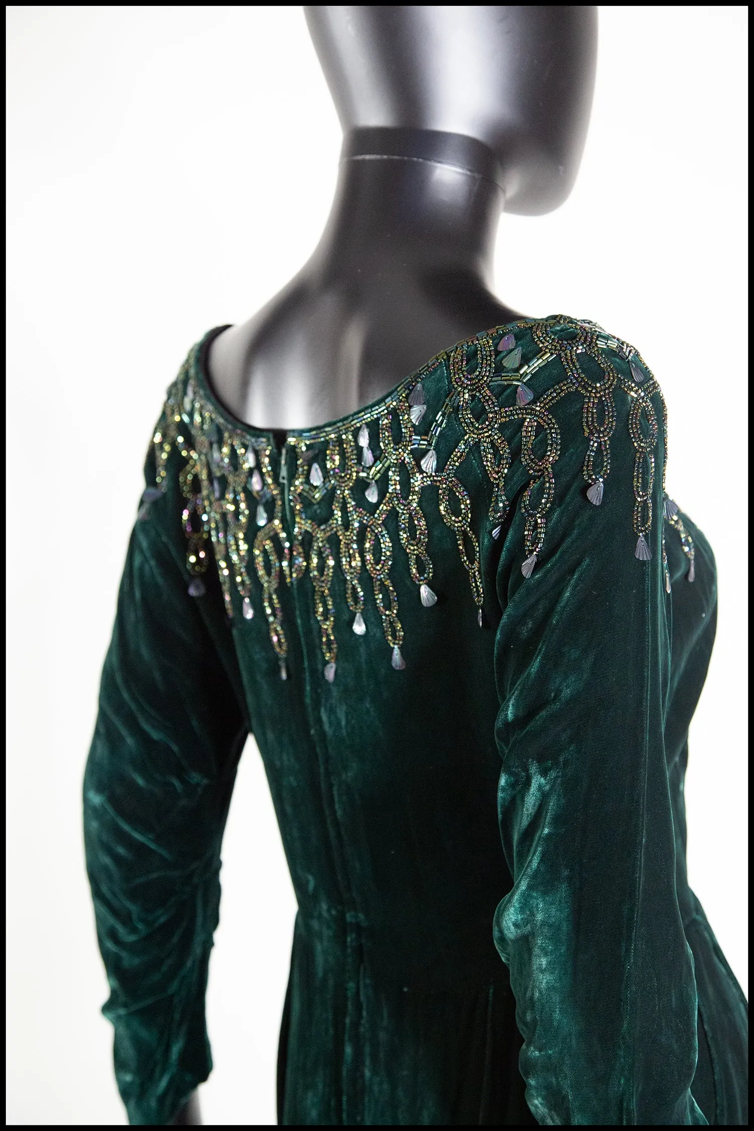 Vintage 1950s Green Velvet Dress