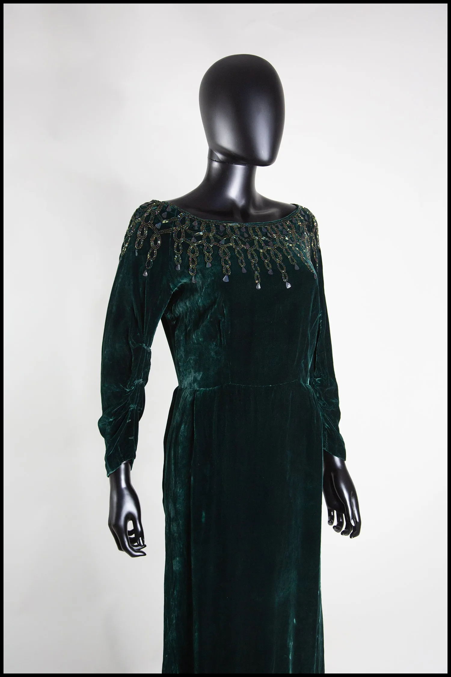 Vintage 1950s Green Velvet Dress