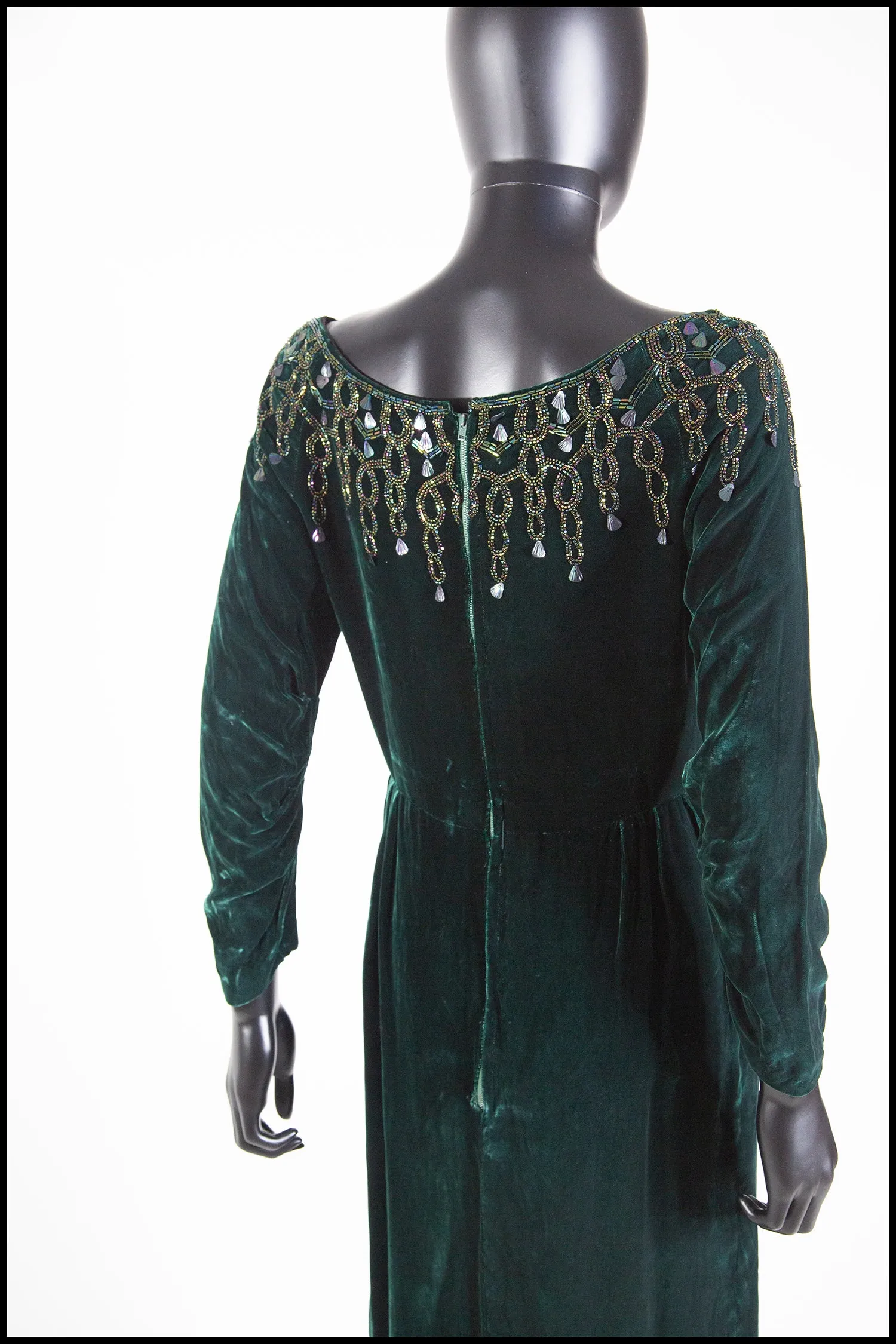 Vintage 1950s Green Velvet Dress