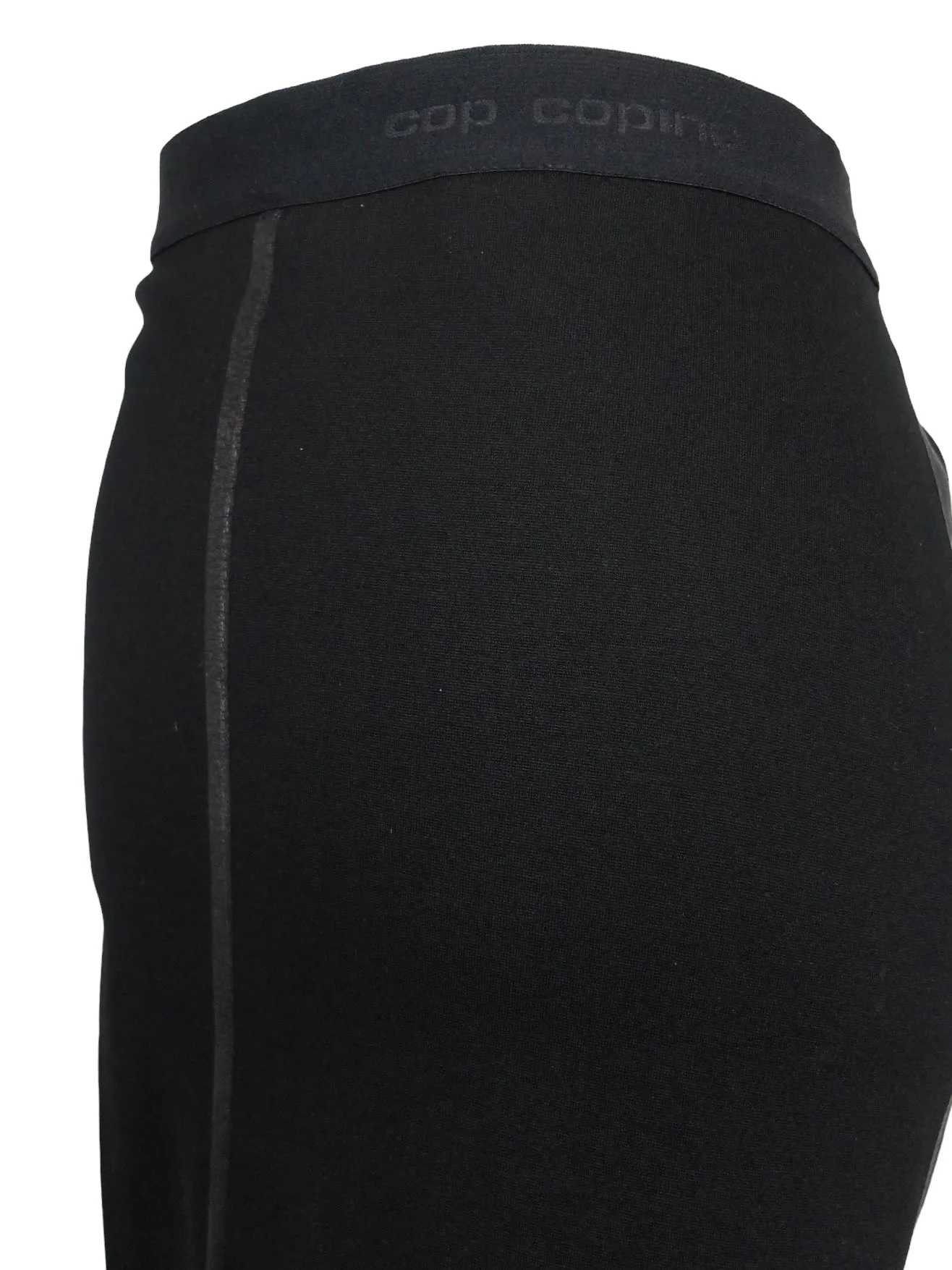 Vintage 2000s Y2K Cop Copine Designer Black Fitted Stretch Below-the-Knee Pencil Midi Skirt | 29-32 Inch Waist