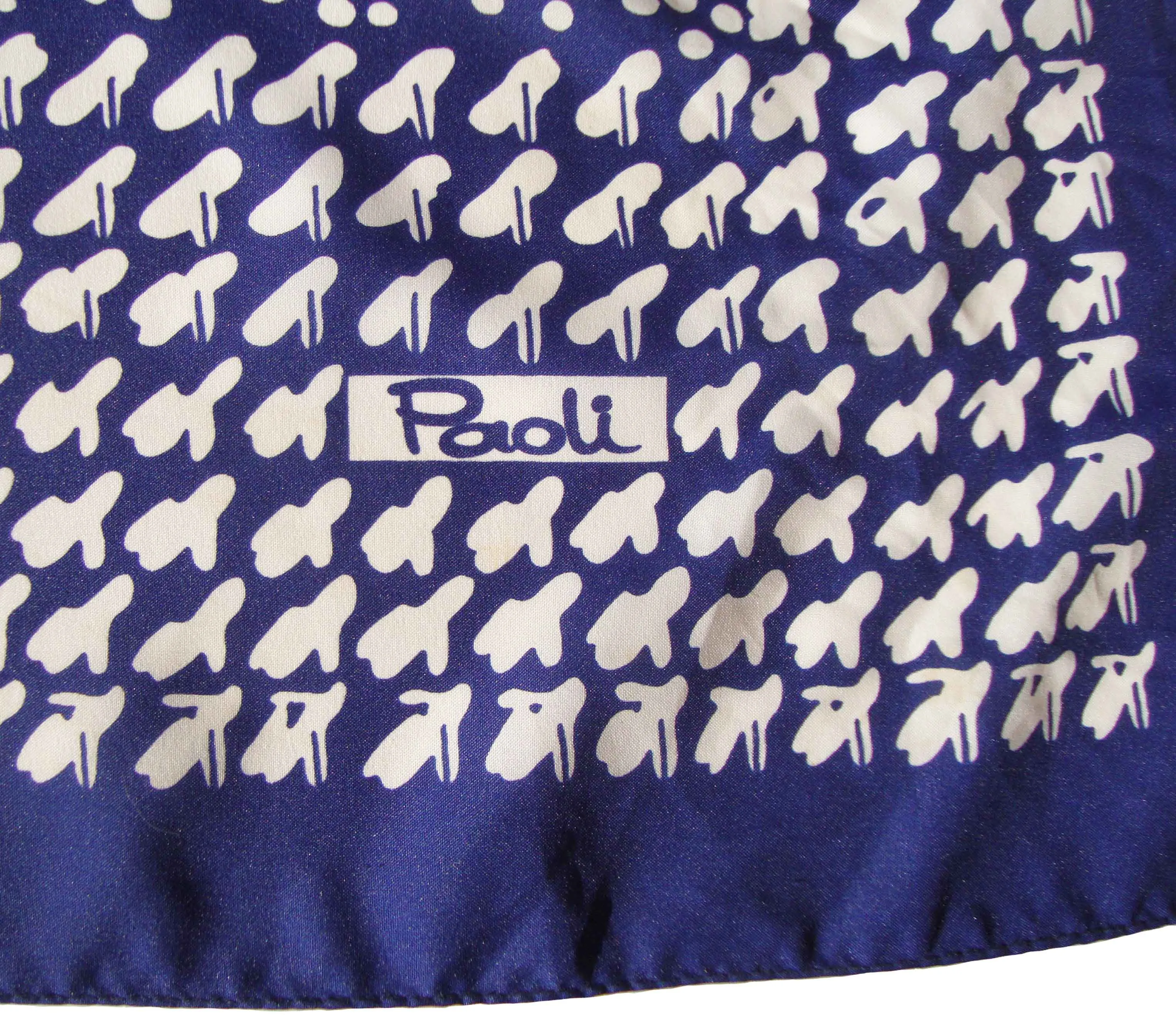 Vintage 60s Paoli Scarf Modernist Blue & White