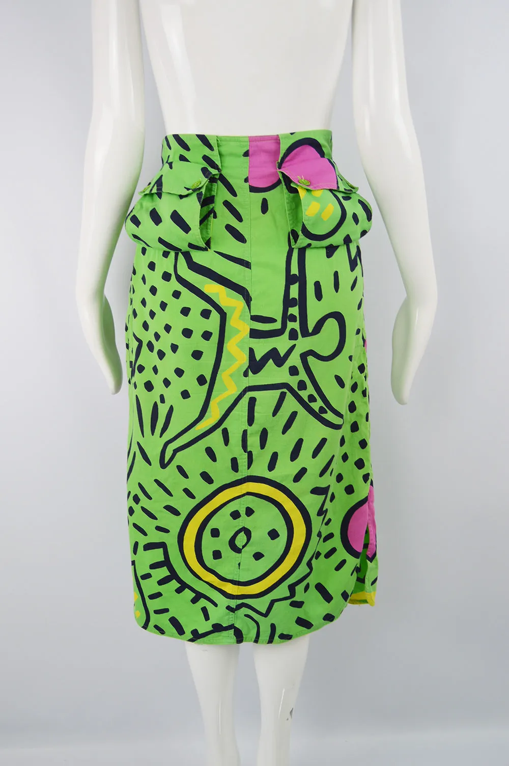 Vintage Green Cotton Keith Haring Collaboration Skirt, S/S 1985