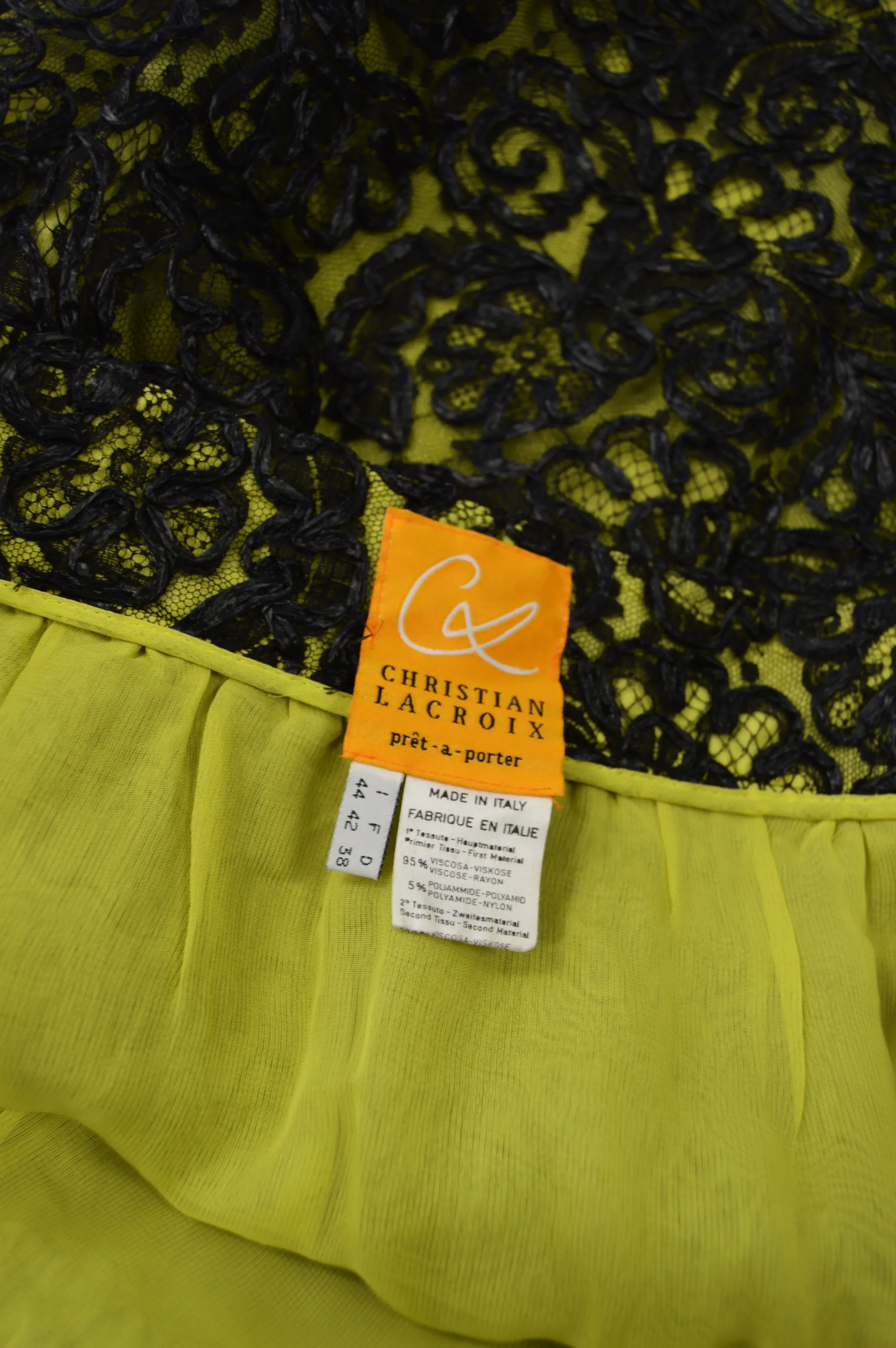 Vintage Lime Green & Black Raffia Skirt, 1990s