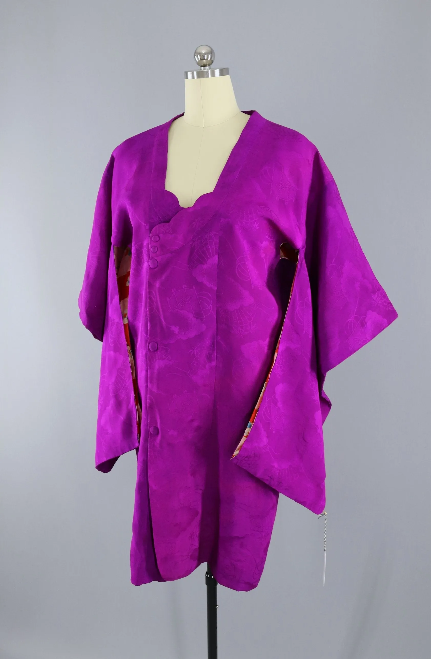 Vintage Magenta Purple Silk Kimono Jacket Michiyuki