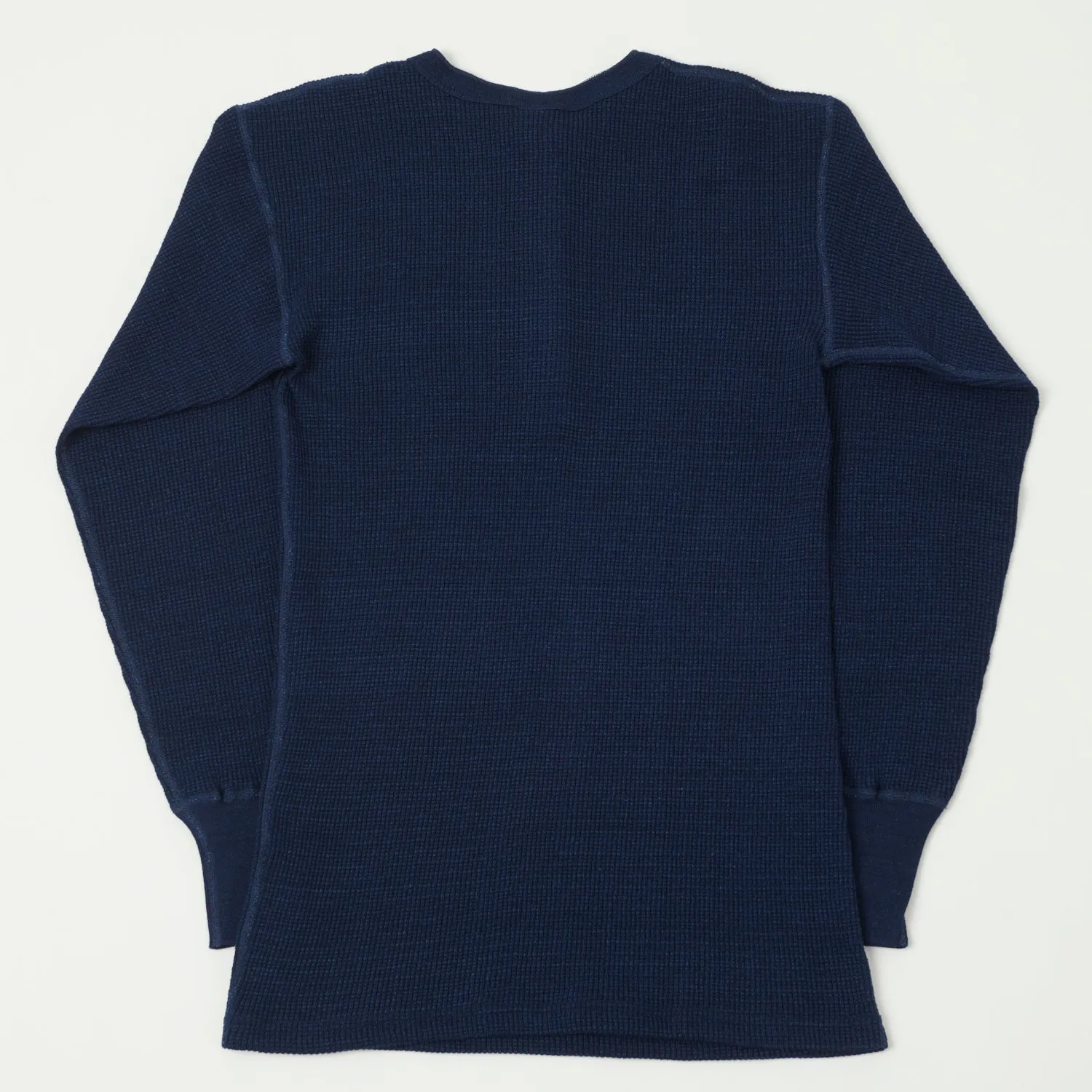 Warehouse & Co 5912 L/S Waffle Knit Henley - Indigo