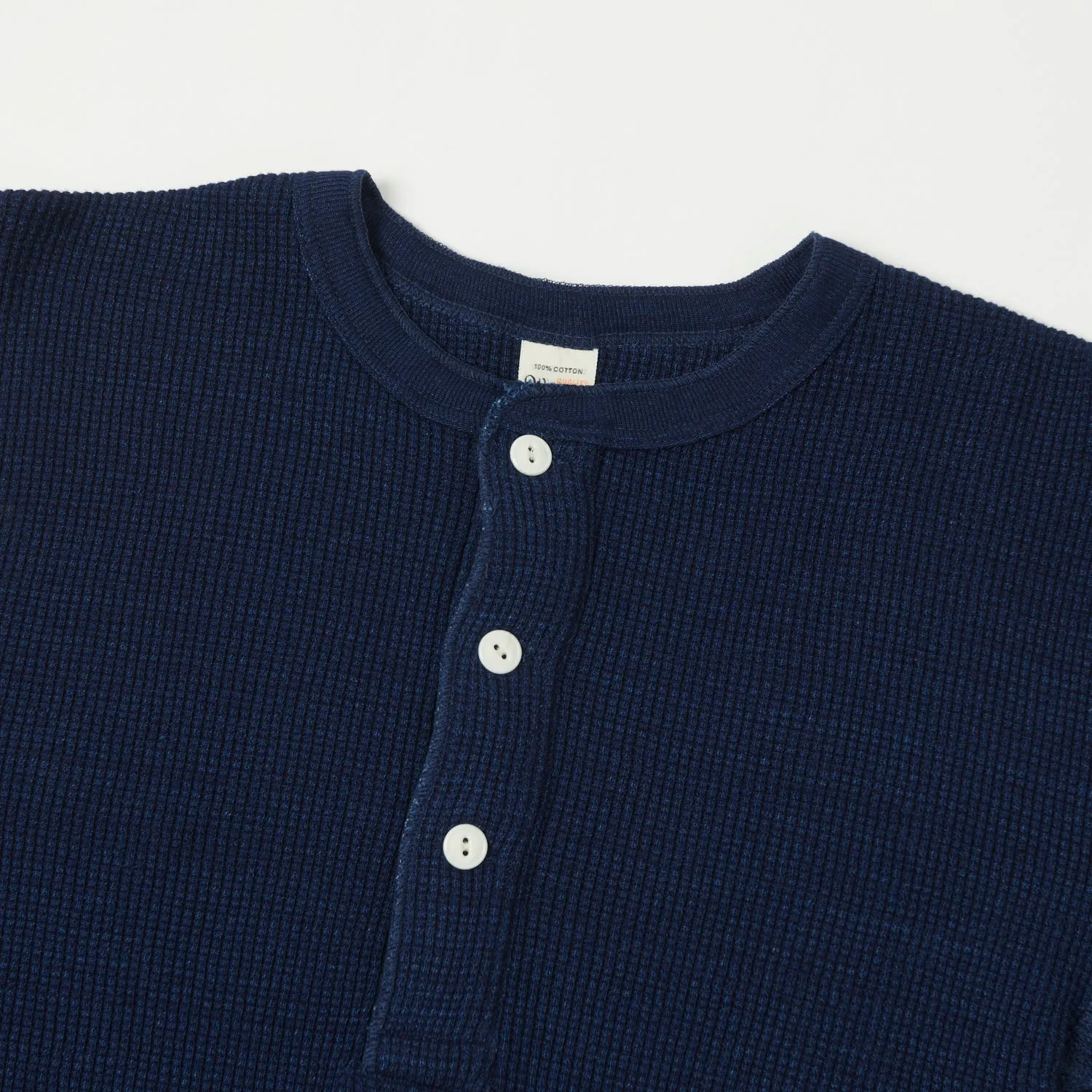 Warehouse & Co 5912 L/S Waffle Knit Henley - Indigo