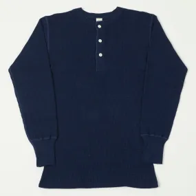 Warehouse & Co 5912 L/S Waffle Knit Henley - Indigo