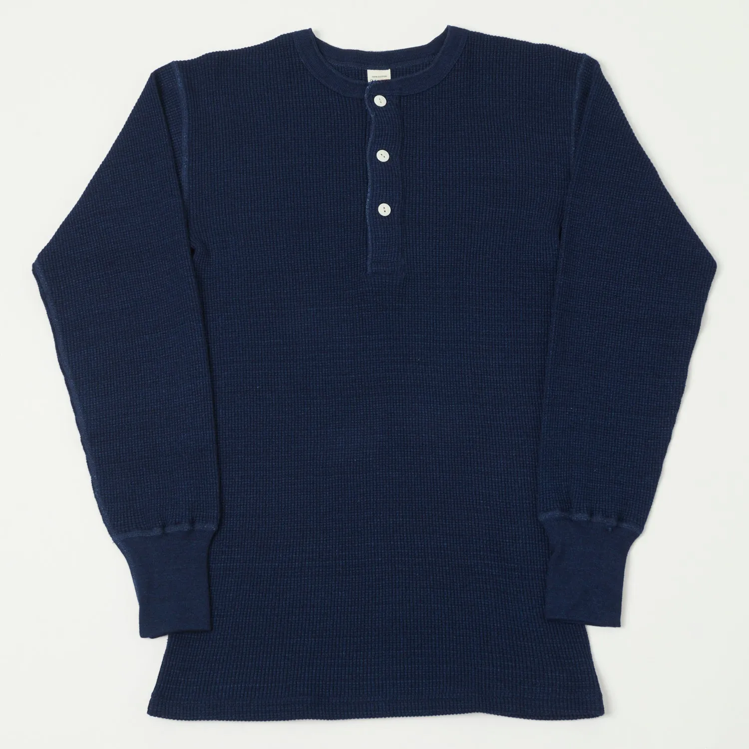 Warehouse & Co 5912 L/S Waffle Knit Henley - Indigo