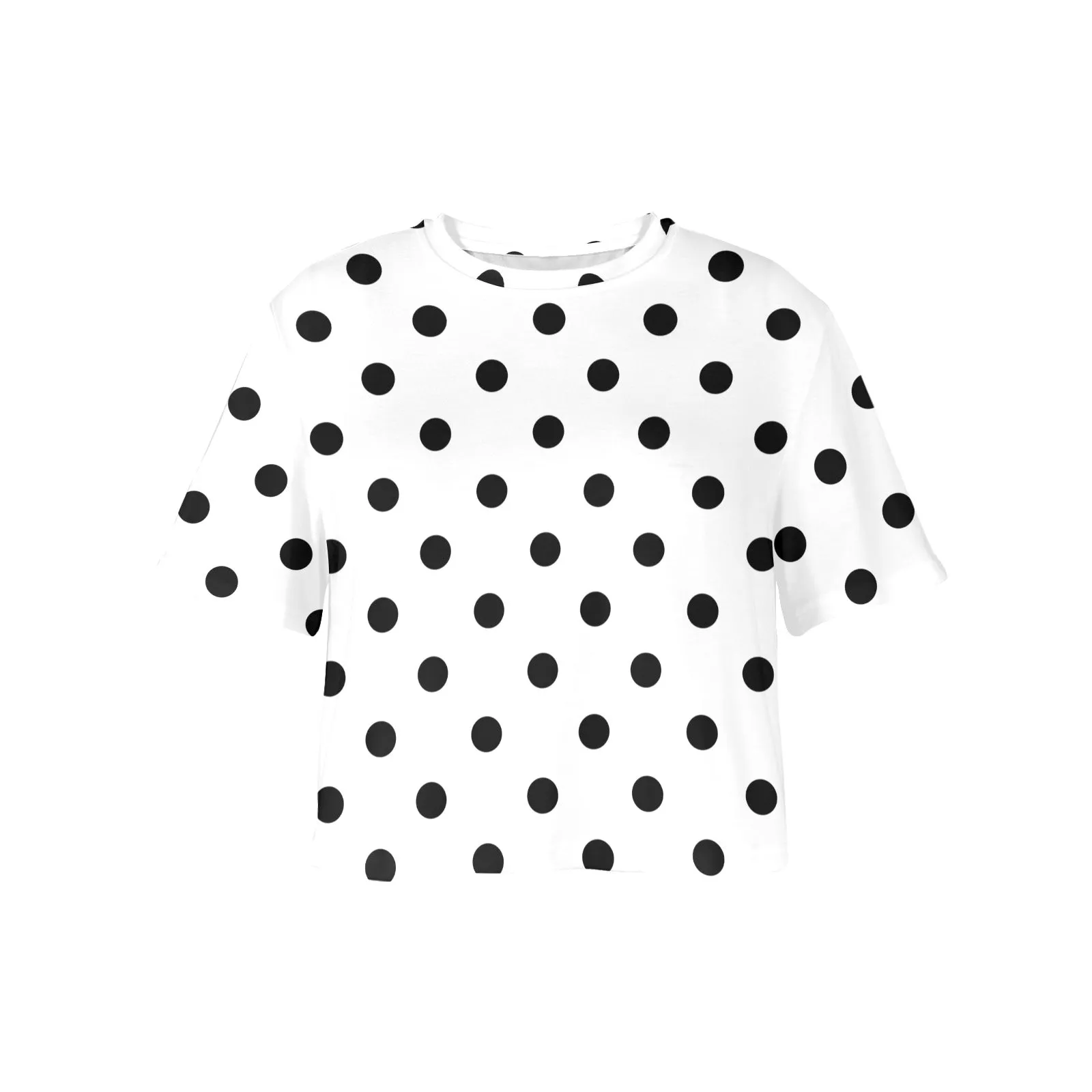 White With Black Polka Dots Women's Cropped T-shirt