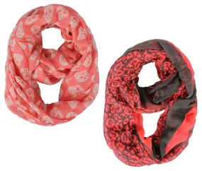 Wild Infinity Scarf Coral Scarf Red Scarf Cheetah Scarf Leopard Print Scarf Skull Print Scarf Coral Hot Pink