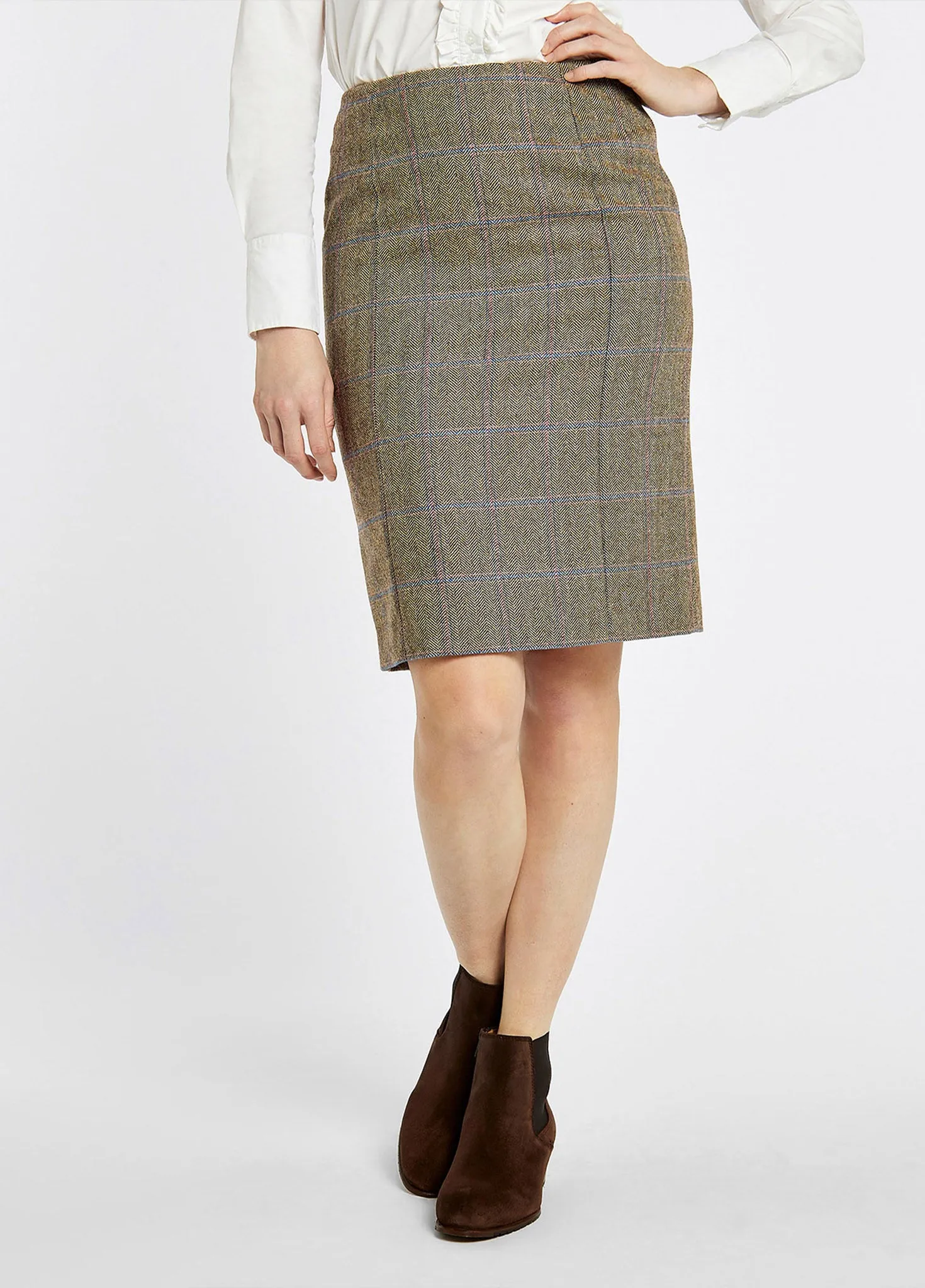 Wisteria Tweed Pencil Skirt - Woodrose