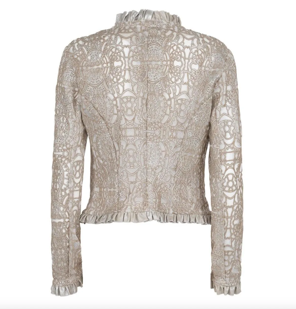 Womens Platinum Laser Cut Lingerie Leather Jacket