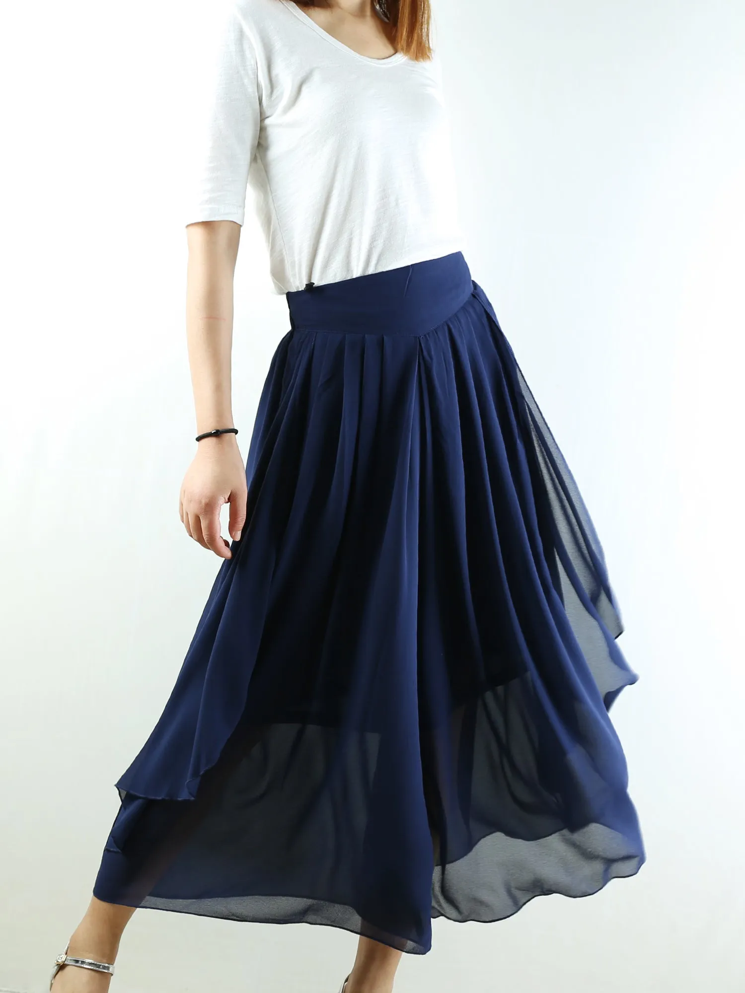 Women's wide leg trousers/chiffon yoga skirt pants/oversized pants/elastic waist pants(K1710)