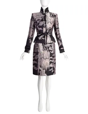 Yves Saint Laurent by Tom Ford Vintage AW2004 Iconic Chinoiserie Scenic Jacquard Jacket Skirt Suit